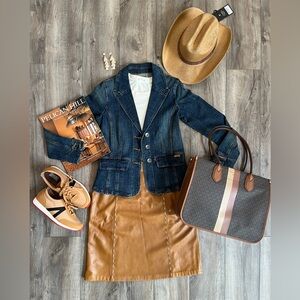 Tracy Reese Y2K Vintage Leather Skirt